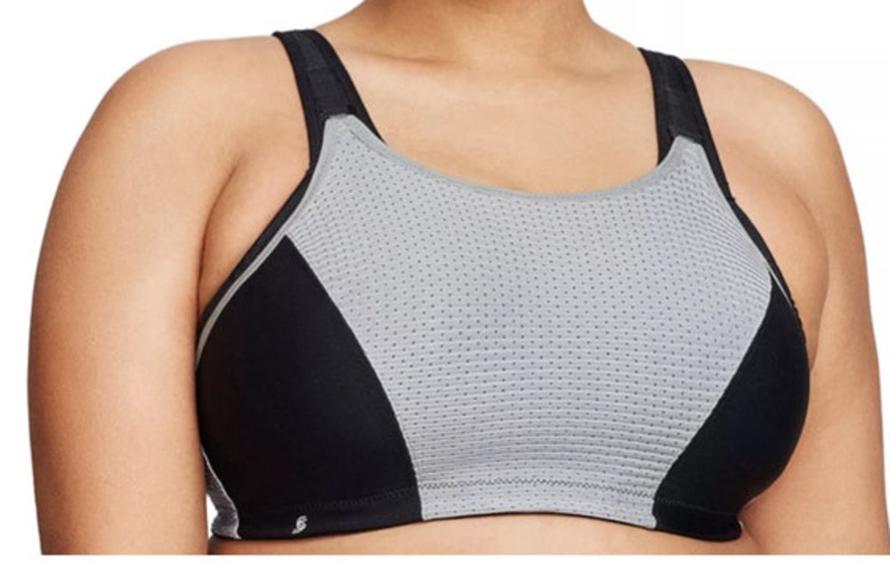 Glamorise Sport Bra 1166 Full-Figure Adjustable Wireless black gray size 34C